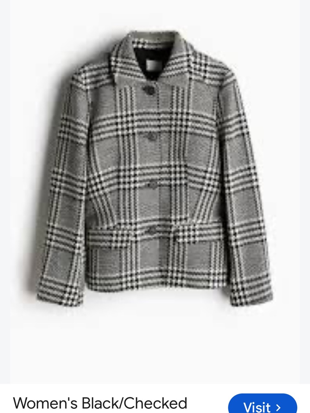 H&M Black & White Checked Women's Blazer Jacket